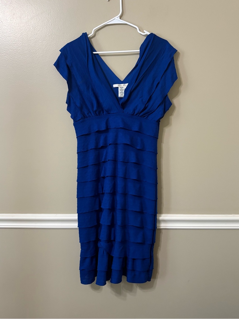 Max Studio Tiered Ruffle V-Neck Midi Dress